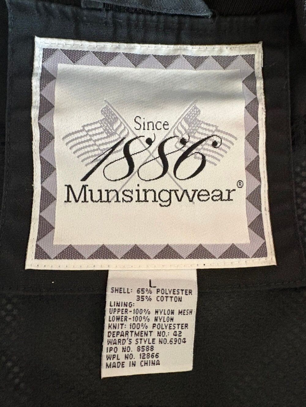 Munsingwear Black Cup Shoulder Derby Jacket L Vintage Blouson Bomber 90s Skater - Picture 7 of 8